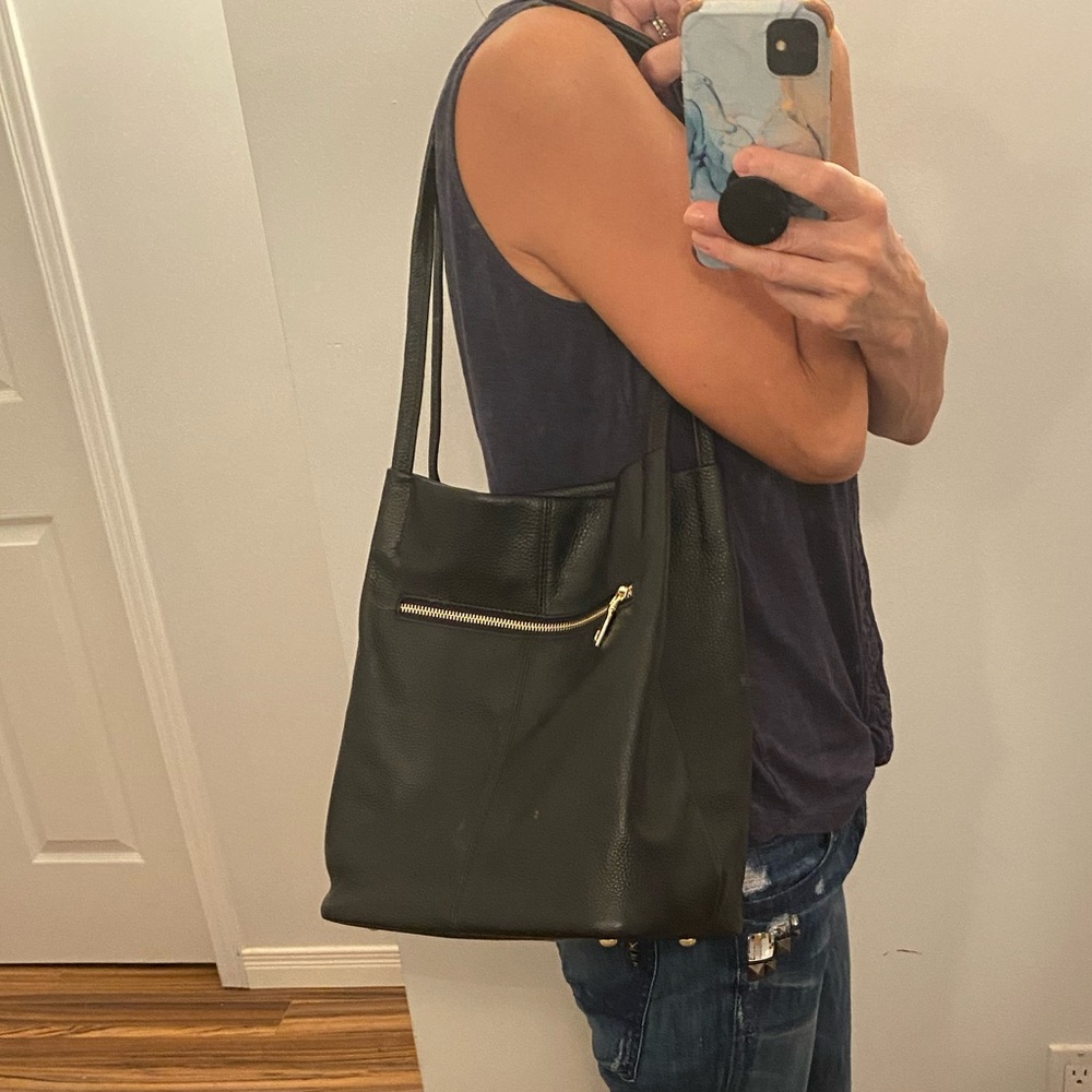 Travel Duffel bag purse genuine leather black